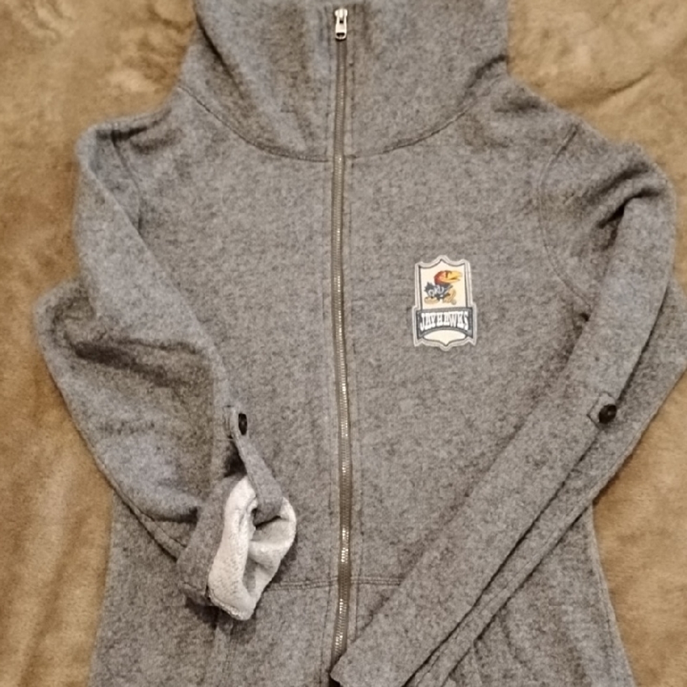 KU Jayhawk Cowel Neck Sweater Jacket